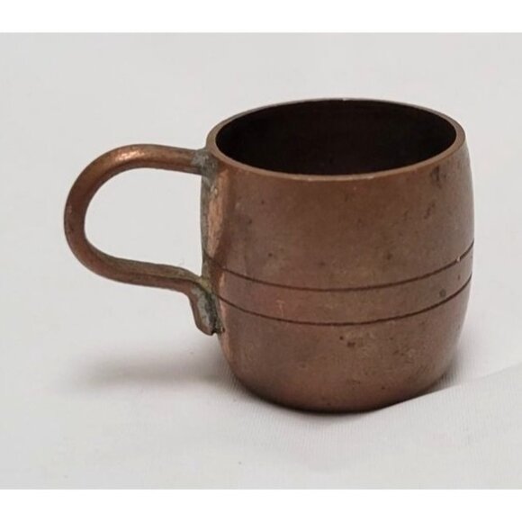 Vintage Miniature Copper Mug Cup With Handle 1" Tall Dollhouse - Picture 4 of 7